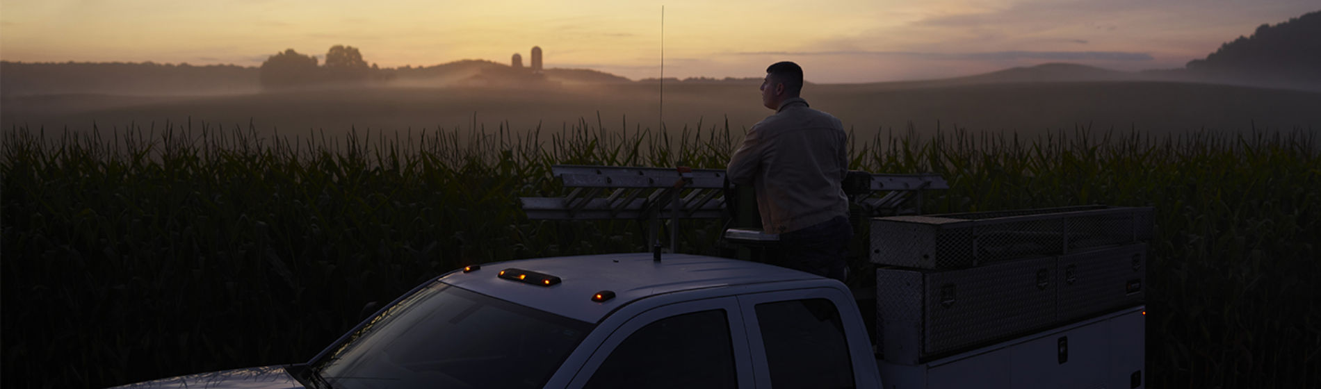 Man standing in truck