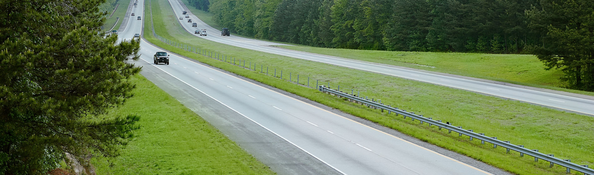 One car on two lane highway