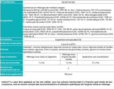 Tableau recommandations Instinct™MAX