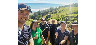 Team Waireka after a morning of planting.