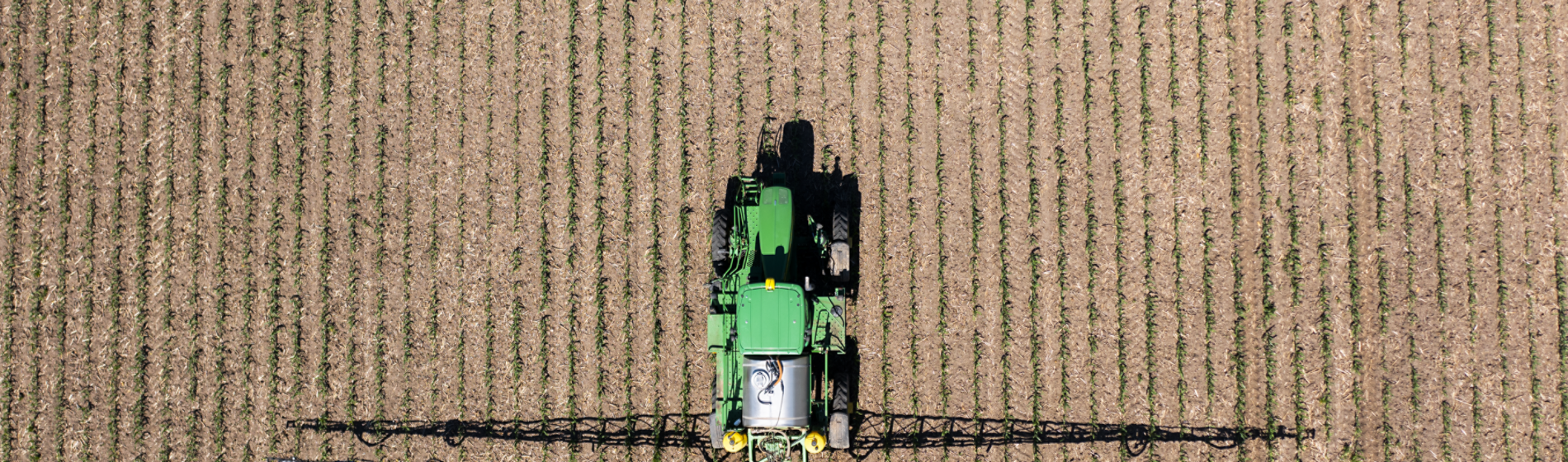 Aerial view of sprayer in field