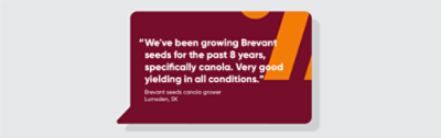 “We've been growing Brevant seeds for the past 8 years, specifically canola. Very good yielding in all conditions.” 