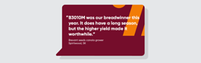 “B3010M was our breadwinner this year. It does have a long season, but the higher yield made it worthwhile.”