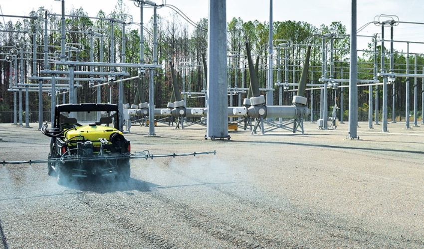 Electric power substation herbicide application