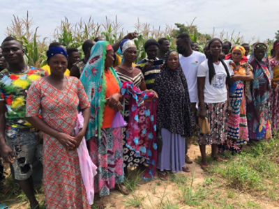 Group photo of smallholder farmers in Ghana in field