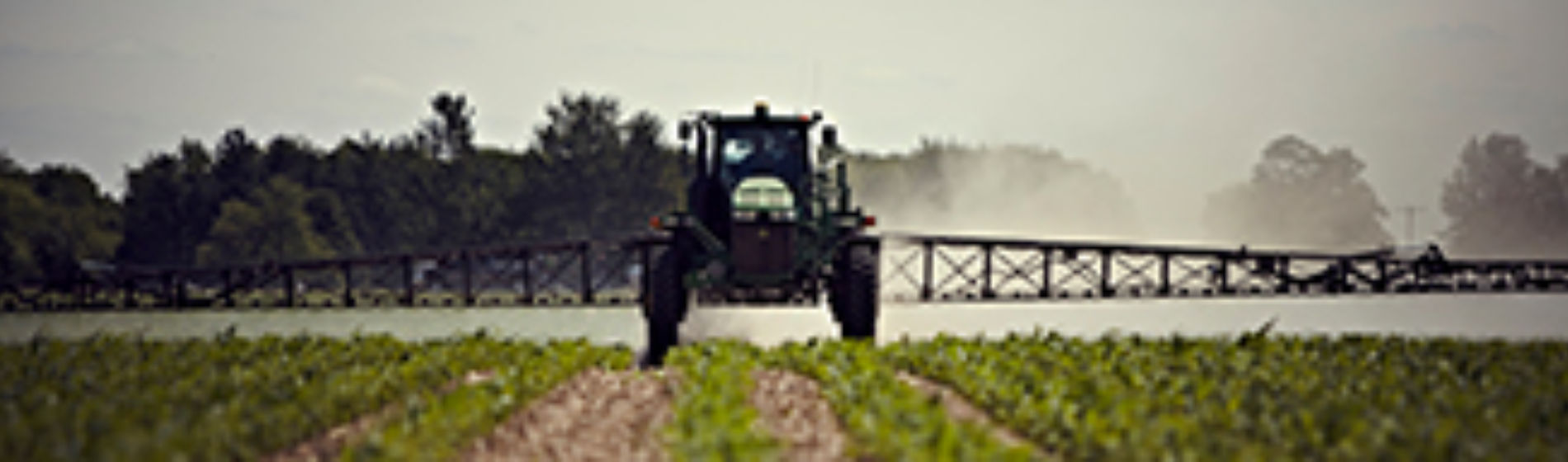 Front view of sprayer from ground level