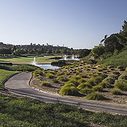 Image of golf course with fountains