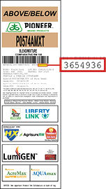 Pioneer Corn Tag showing batch ID