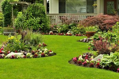 Image if fliwer beds and a lawn