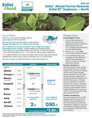 Enlist™ Ahead Farmer Rewards resource guide for the northern U.S.