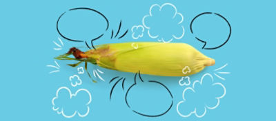 corn stalk with word bubbles