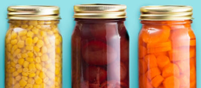 Three Glass Jars of Vegetables