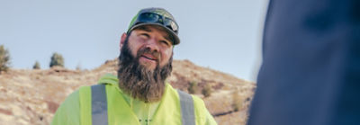 Male worker talking