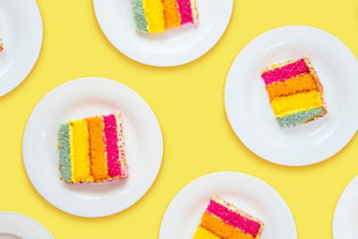 Plate with Rainbow Cake