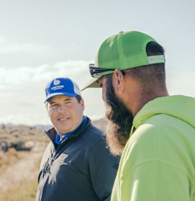 worker and rep talking