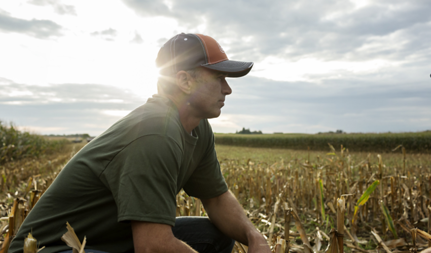 man in field