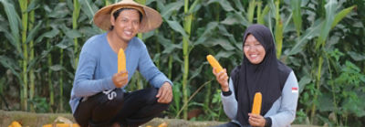 Two farmers holding lettuce
