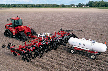 Application of anhydrous ammonia to field previously in soybeans.