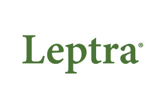 Logotipo da tecnologia Leptra escrito em verde.
