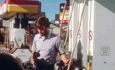 Man at gas station pump