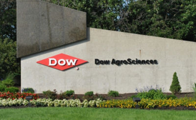 Large stone Dow Agrosciences sign