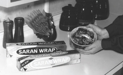Saran wrap boxes in kitchen