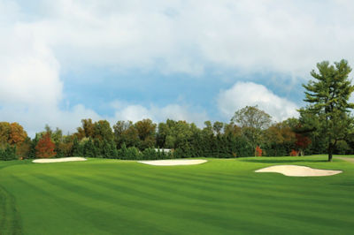 Image of a golf course with sand traps