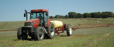 Ground broadcast of herbicides.