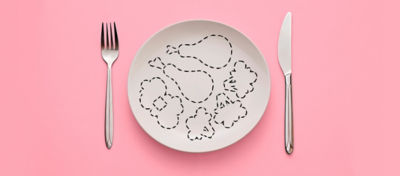 A Plate With Illustrated Food Outlines