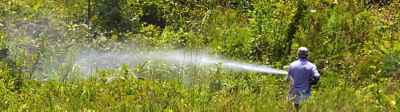 A picture of a drift herbicide application