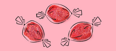 Dried Strawberries With Illustrated Candy Wrappers